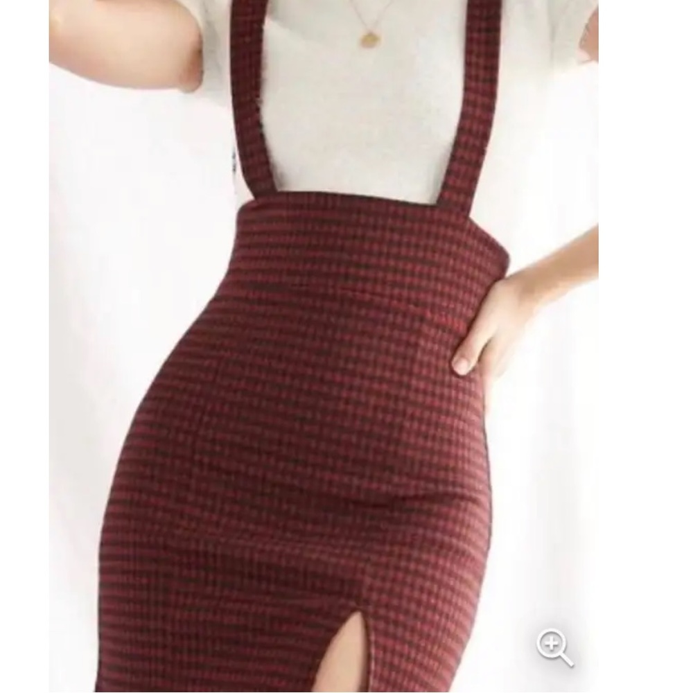 Red and Black Plaid Overall Dress
